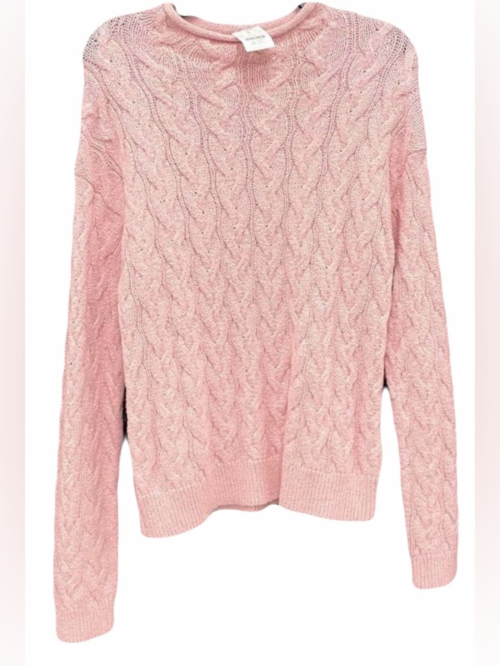 NWT Large LG J. Crew Pink Cable-Knit Rollneck Sweater Cotton acrylic blend